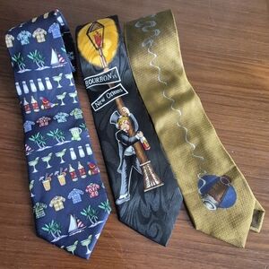 Set of Vintage Bar Themed Ties